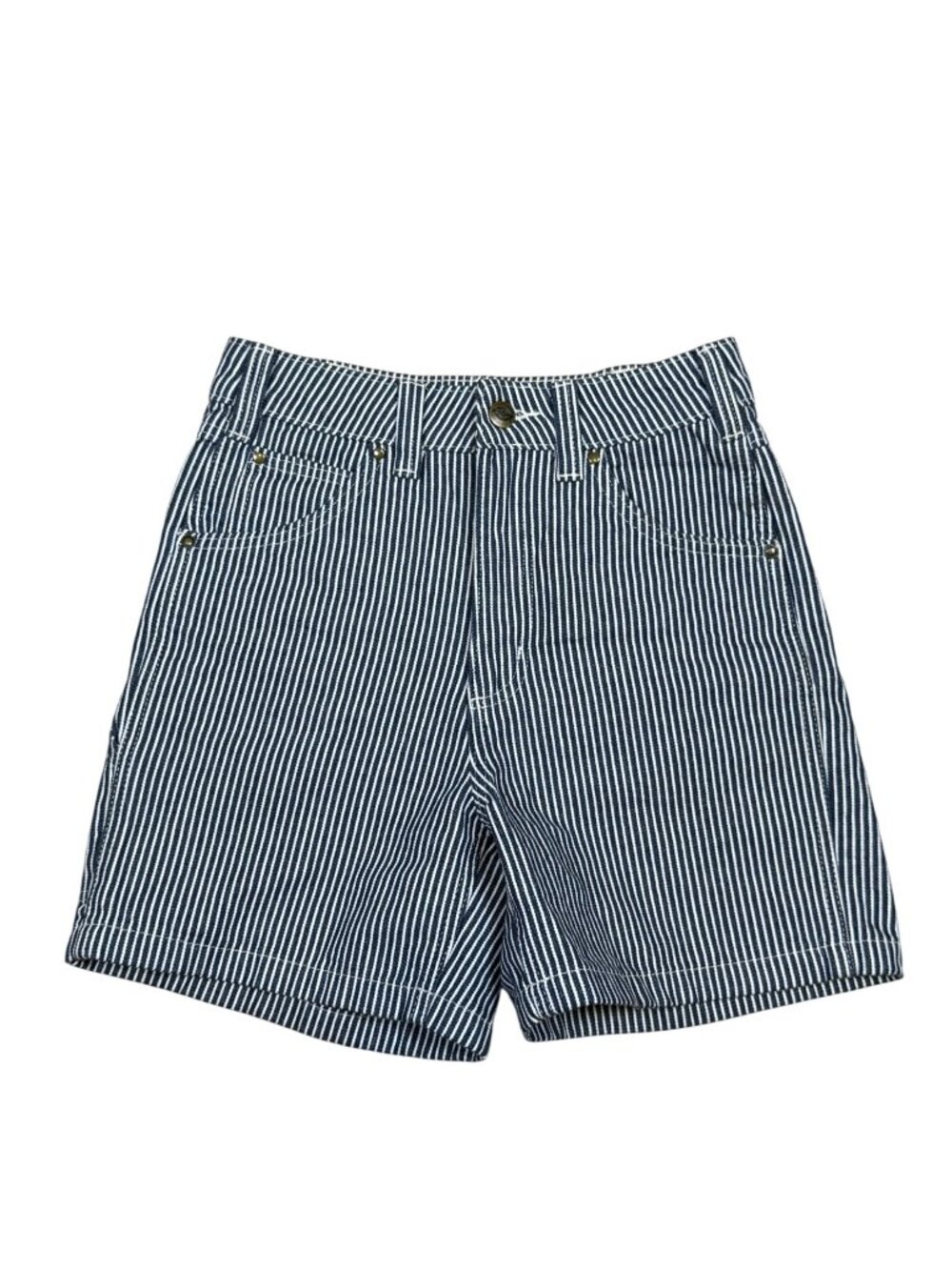 Dickies Women's Hickory Stripe High-Rise Denim Shorts Size 27 Blue White
